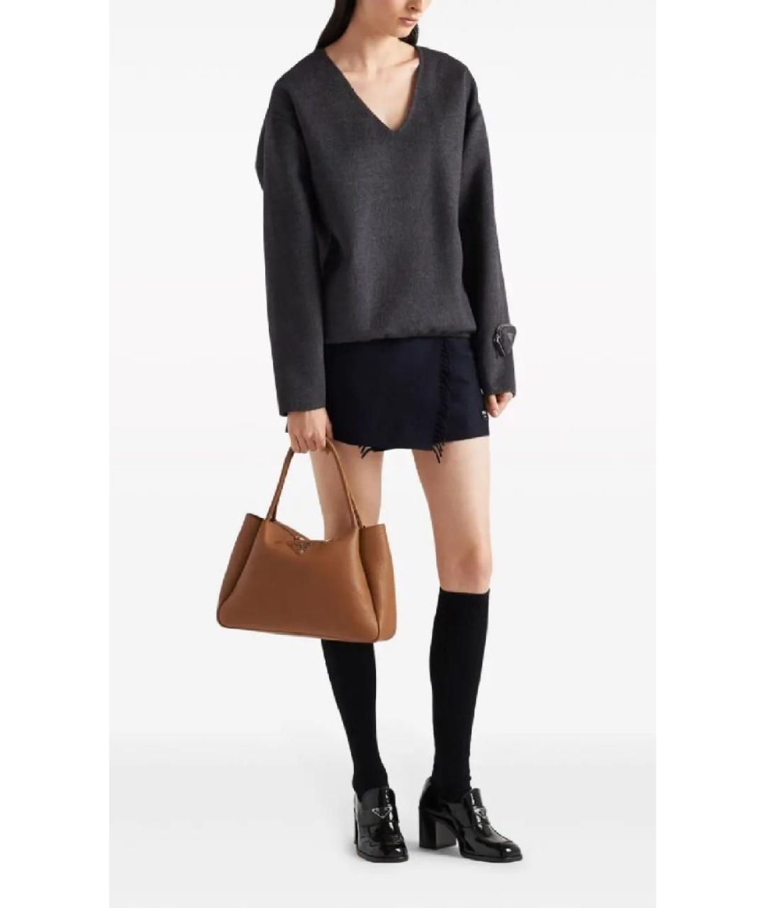 PRADA Коричневая кожаная сумка тоут, фото 8