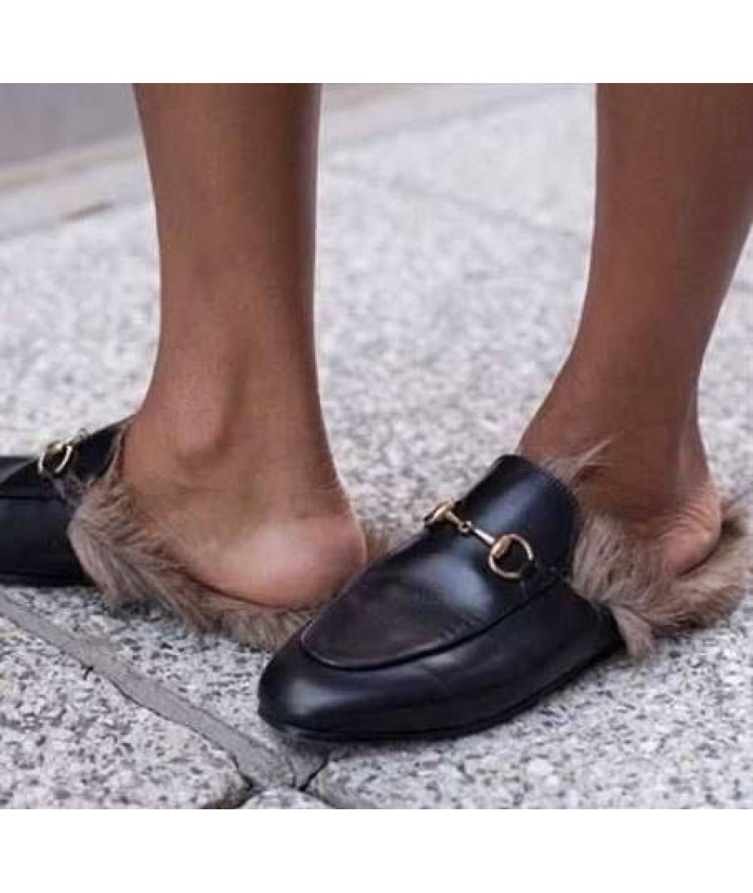 GUCCI Черные кожаные мюли, фото 5