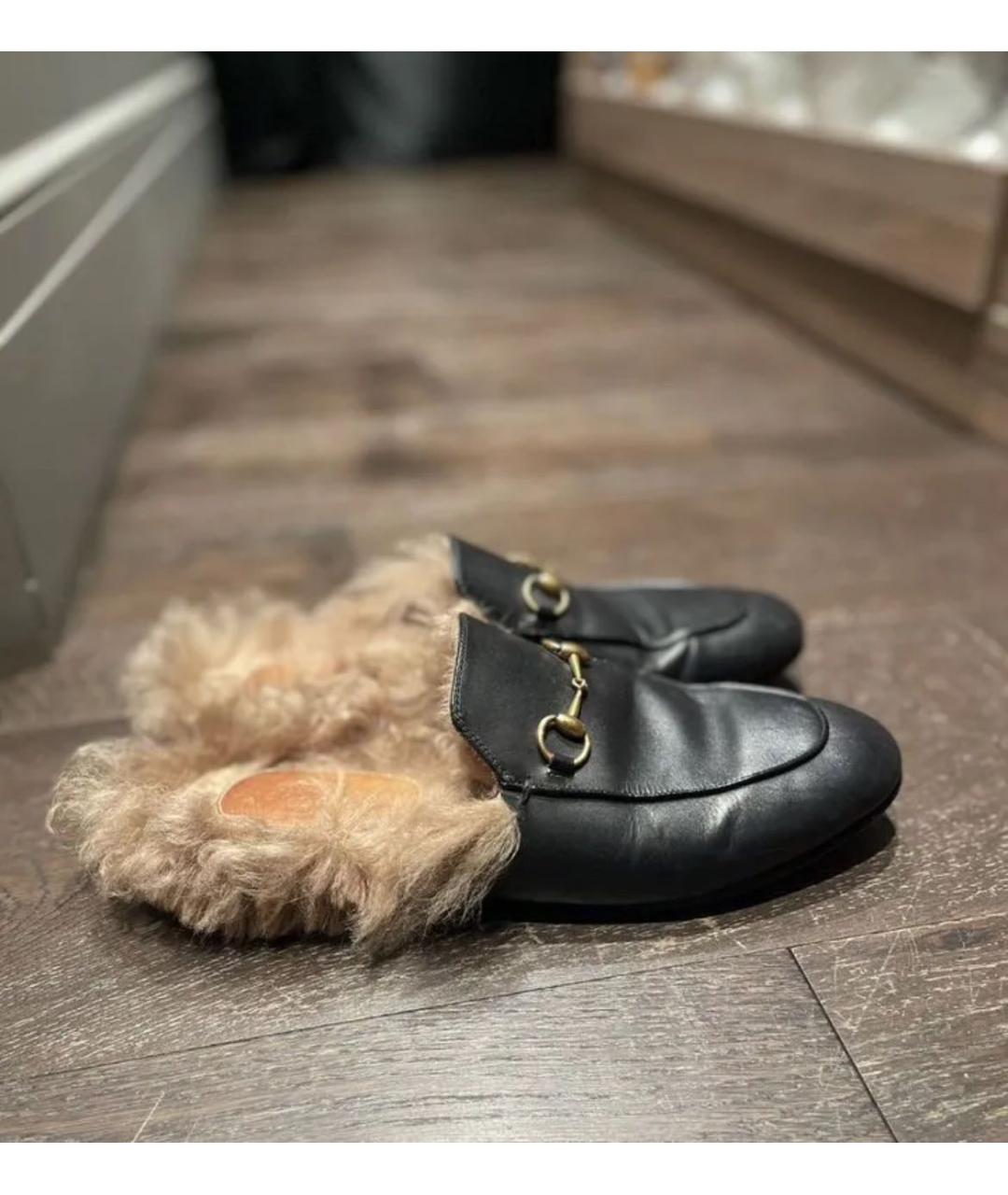 GUCCI Черные кожаные мюли, фото 2