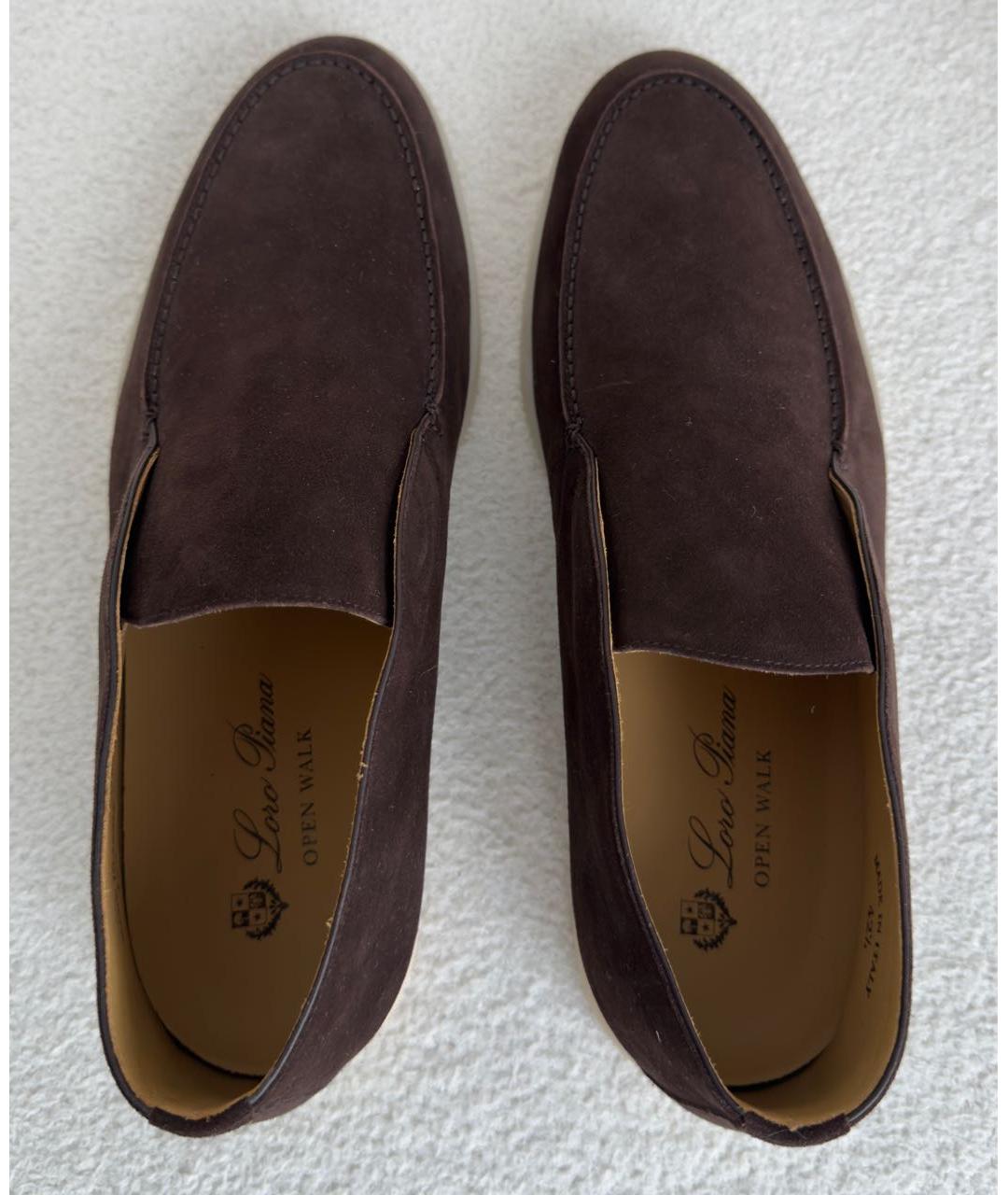 LORO PIANA Коричневые замшевые лоферы, фото 3