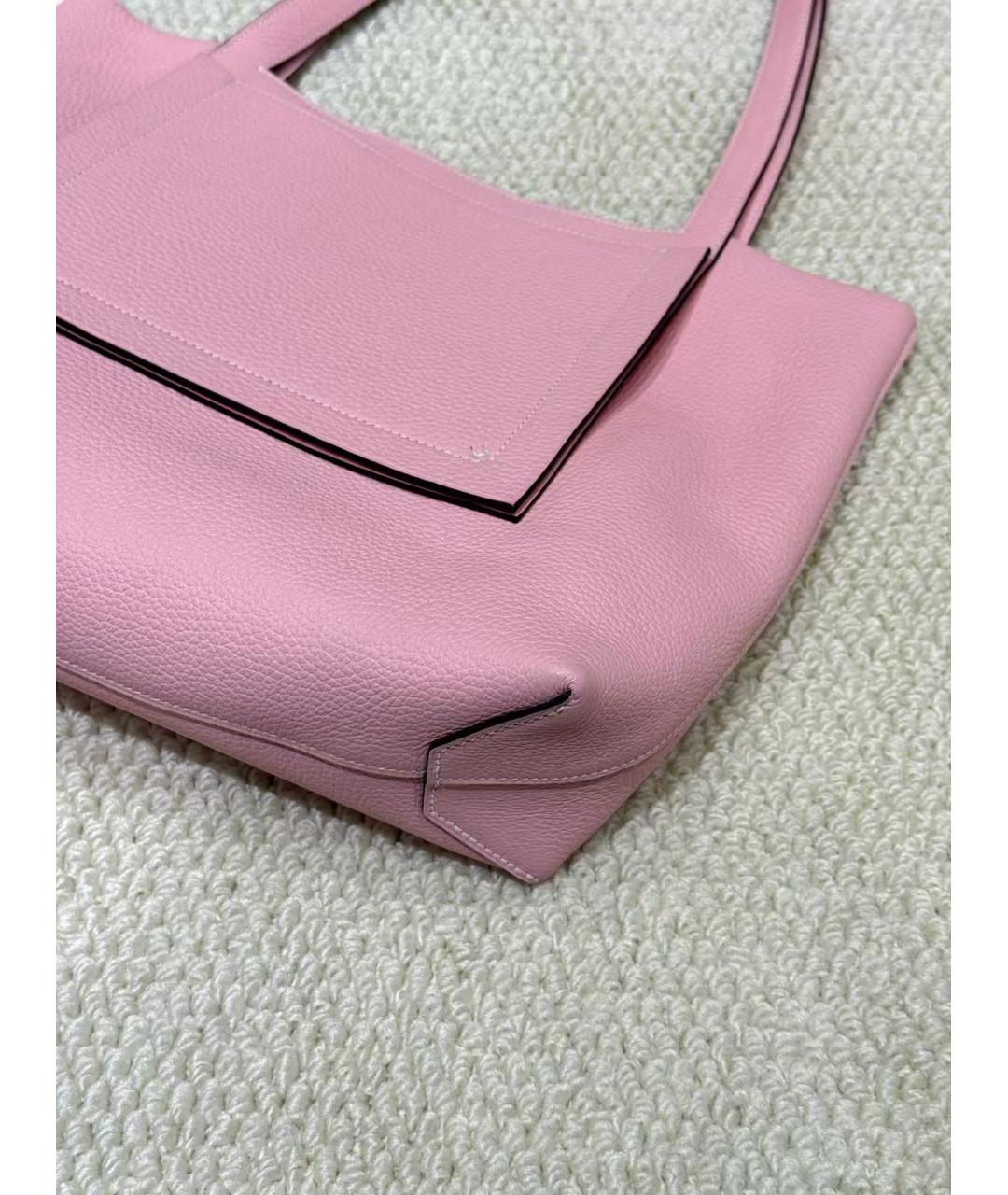 HERMES Розовая кожаная сумка тоут, фото 3