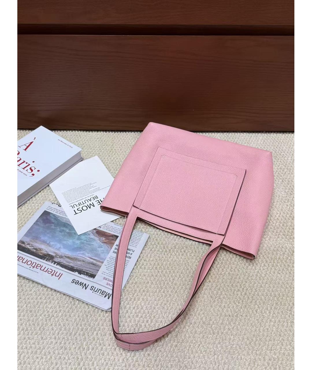 HERMES Розовая кожаная сумка тоут, фото 5