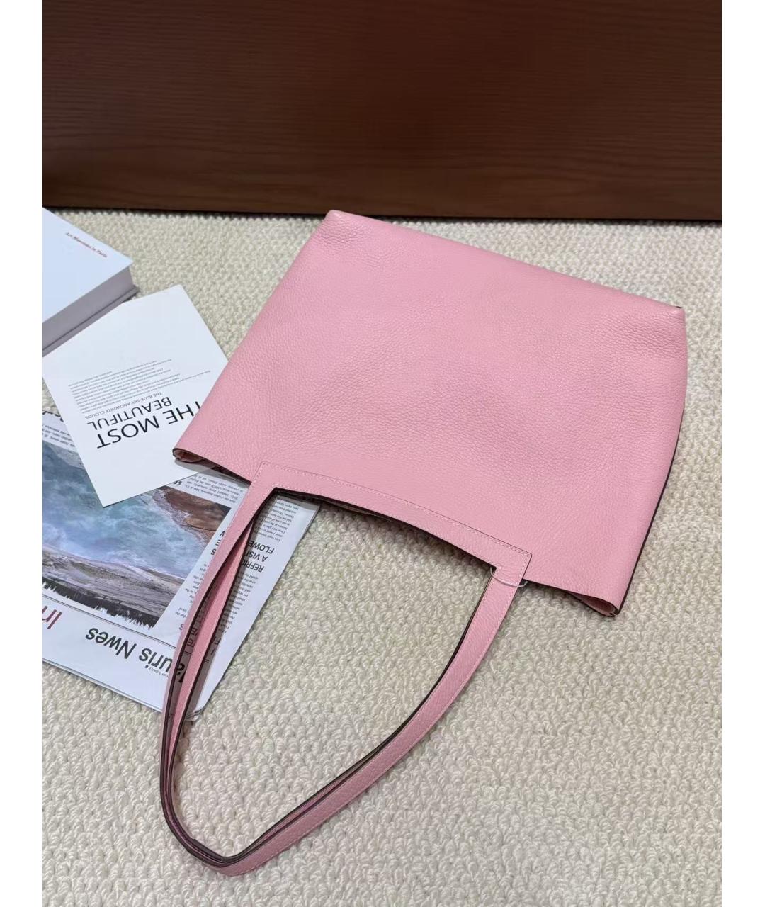HERMES Розовая кожаная сумка тоут, фото 2