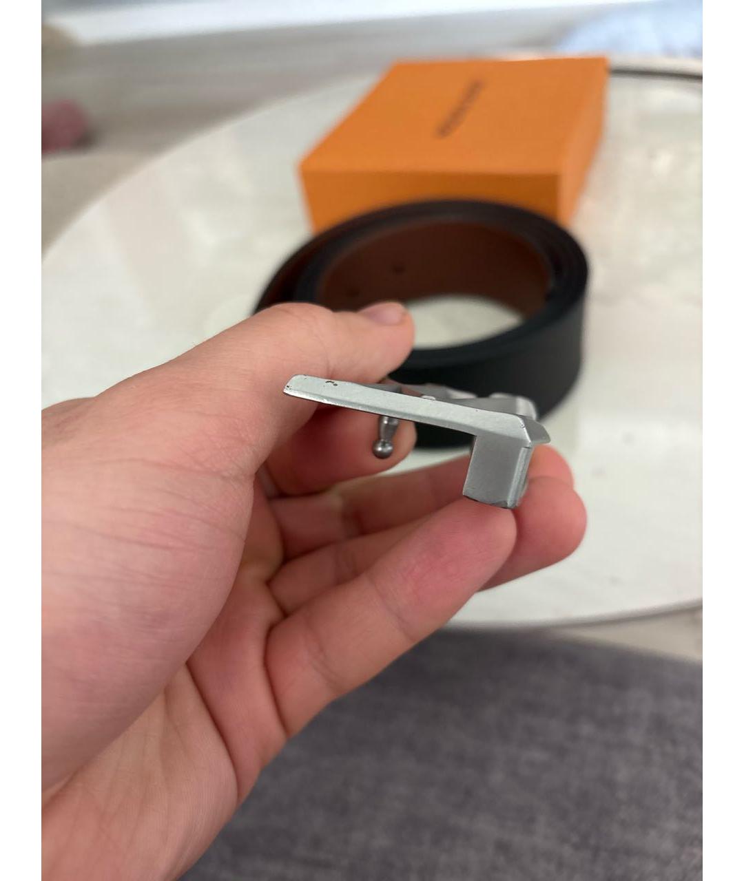 LOUIS VUITTON Черный кожаный ремень, фото 3