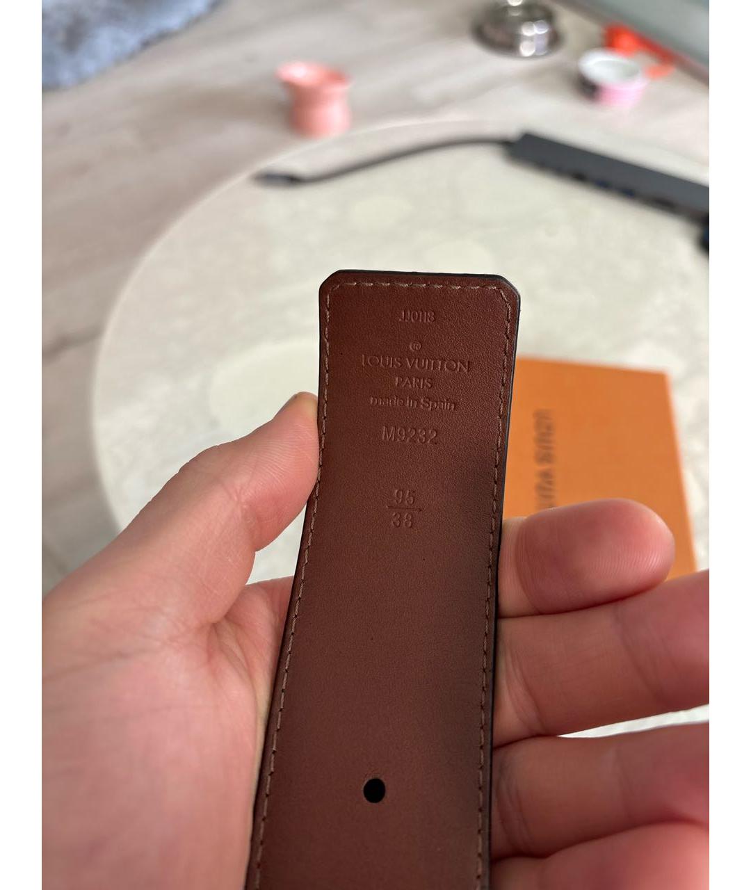 LOUIS VUITTON Черный кожаный ремень, фото 2