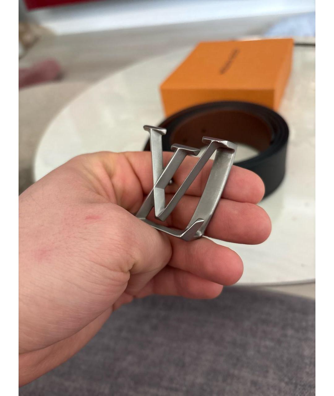 LOUIS VUITTON Черный кожаный ремень, фото 4