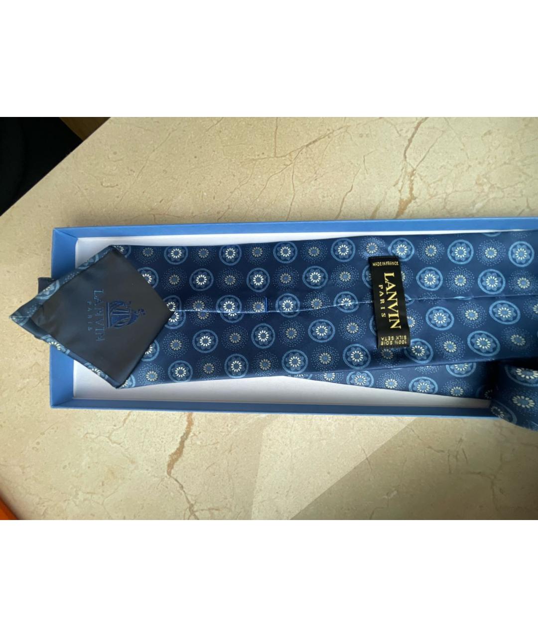 LANVIN Синий шелковый галстук, фото 3