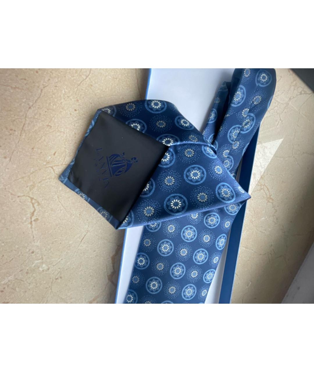 LANVIN Синий шелковый галстук, фото 2