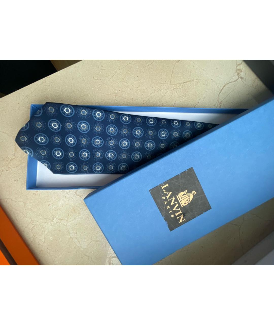 LANVIN Синий шелковый галстук, фото 6