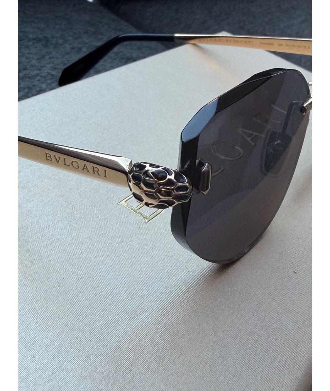 BVLGARI Серые металлические солнцезащитные очки, фото 5