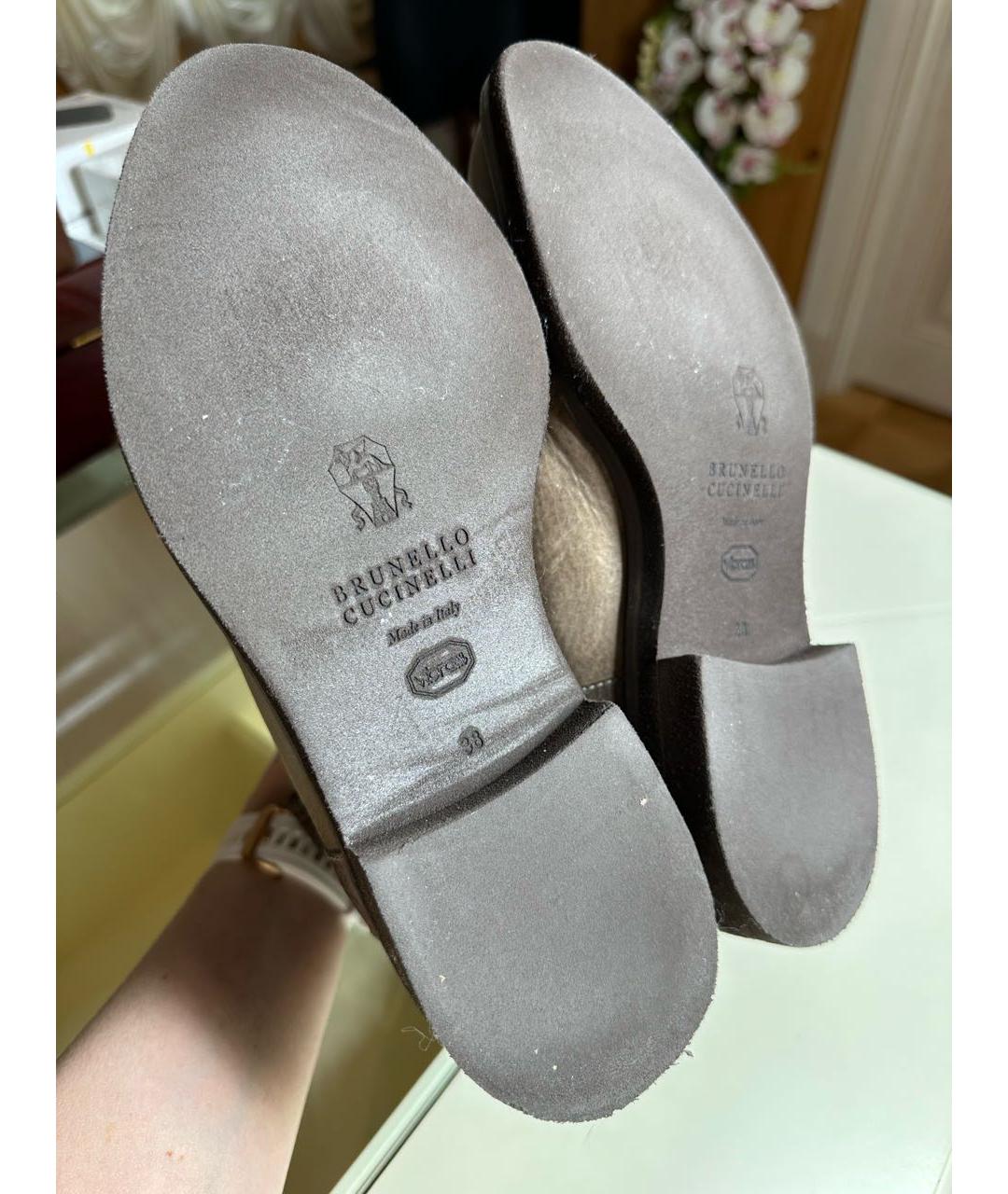 BRUNELLO CUCINELLI Коричневые кожаные ботинки, фото 6