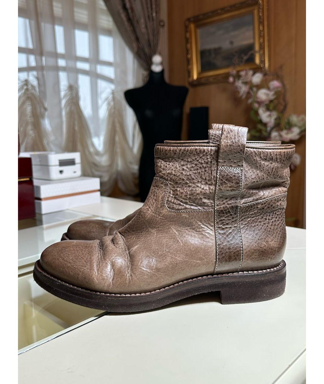 BRUNELLO CUCINELLI Коричневые кожаные ботинки, фото 4