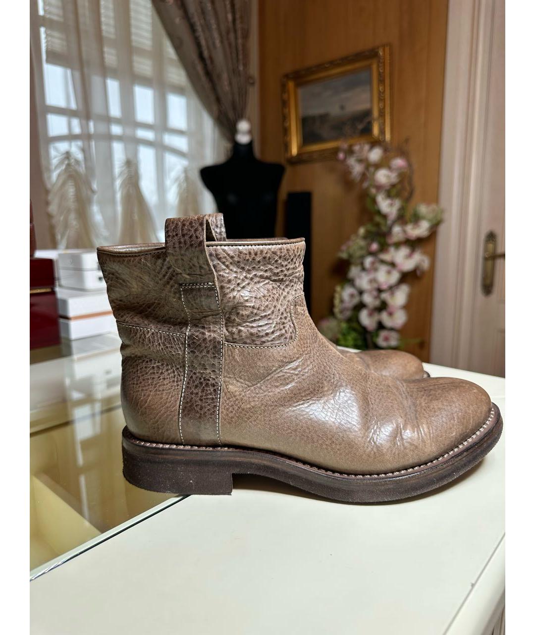 BRUNELLO CUCINELLI Коричневые кожаные ботинки, фото 9
