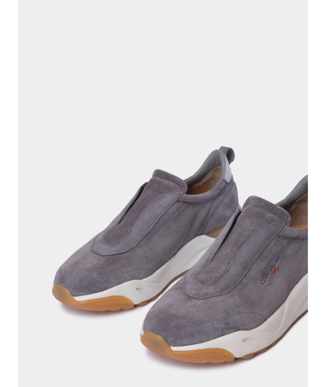 SANTONI Серые замшевые кроссовки, фото 3