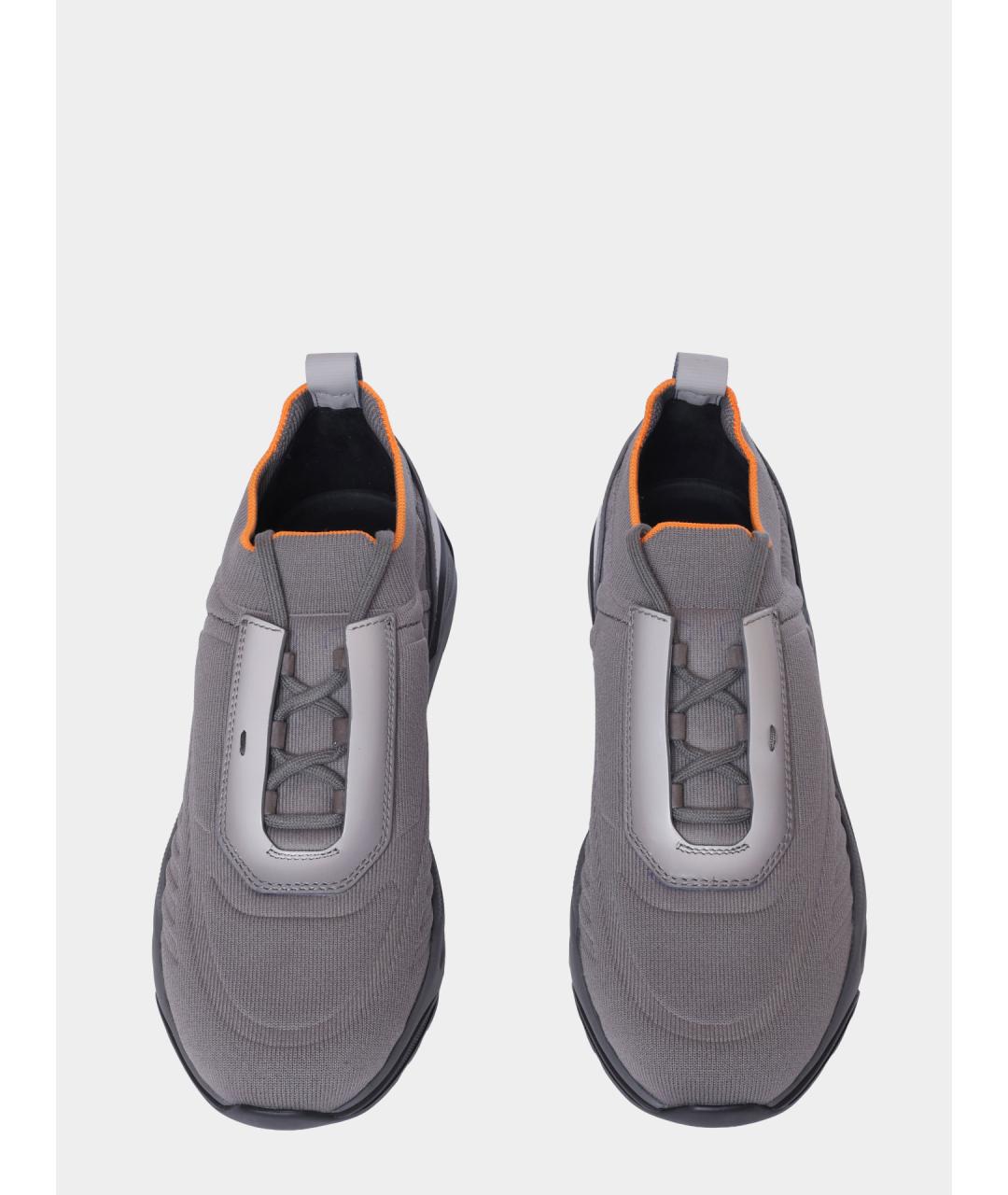 SANTONI Серые текстильные низкие кроссовки / кеды, фото 5