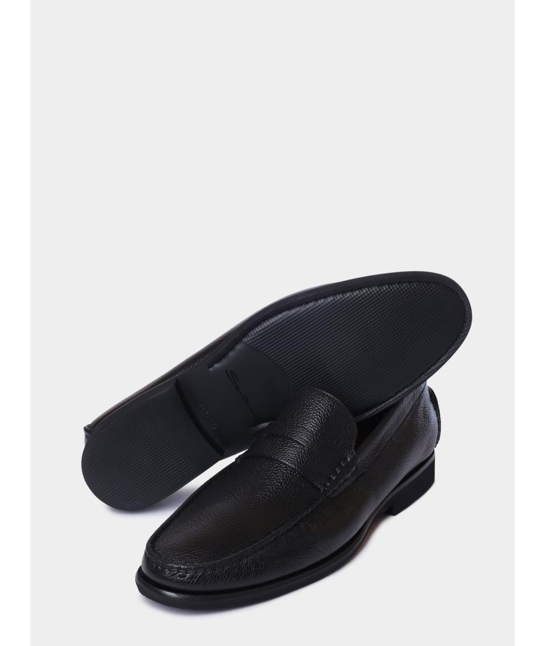 SANTONI Черные кожаные лоферы, фото 4