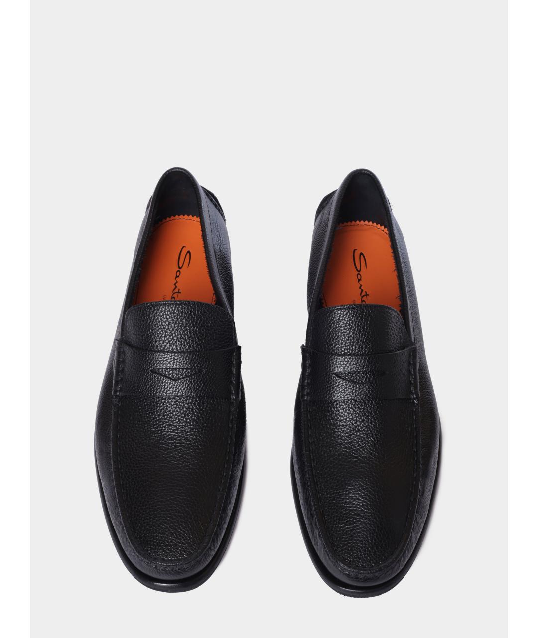 SANTONI Черные кожаные лоферы, фото 5