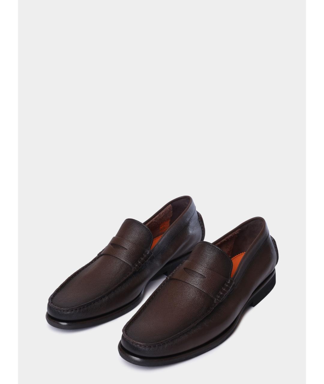 SANTONI Коричневые кожаные лоферы, фото 2