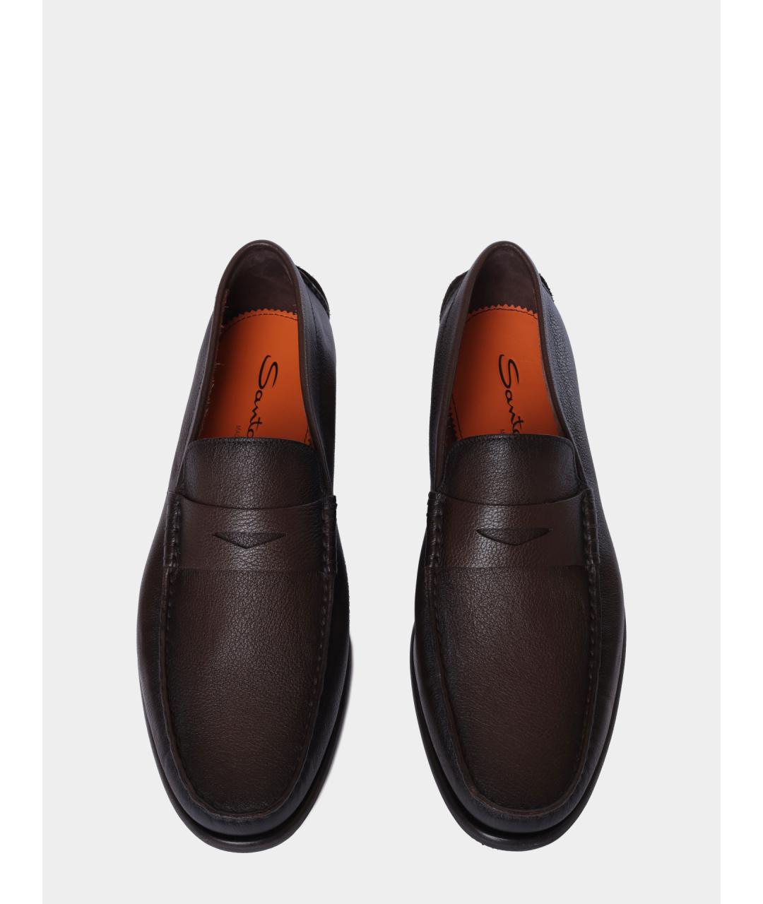 SANTONI Коричневые кожаные лоферы, фото 5