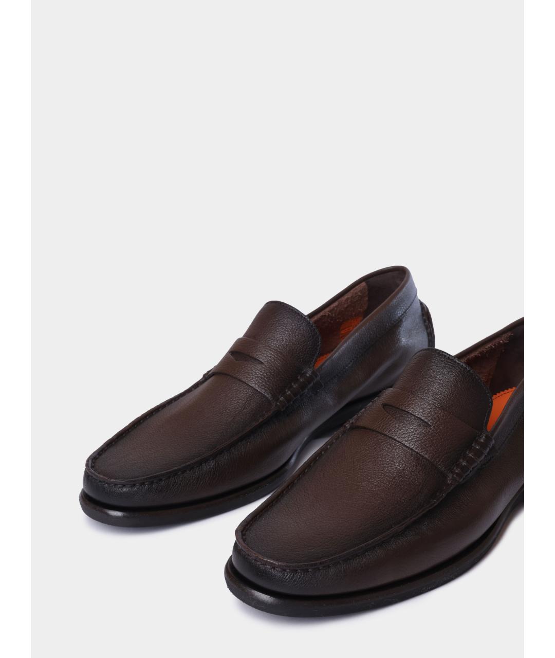SANTONI Коричневые кожаные лоферы, фото 3