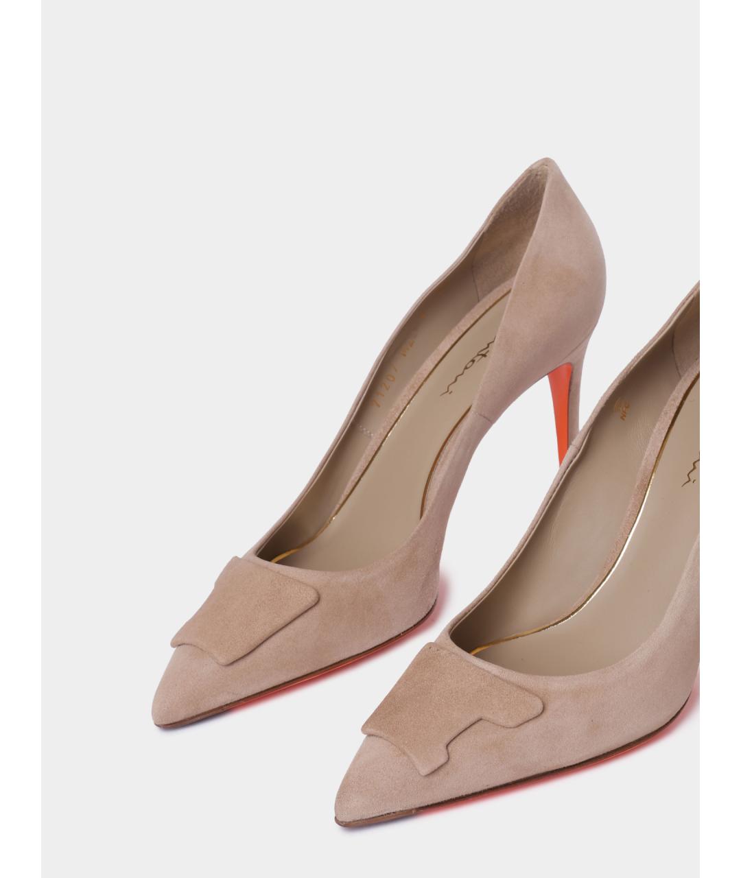 SANTONI Бежевые замшевые туфли, фото 3