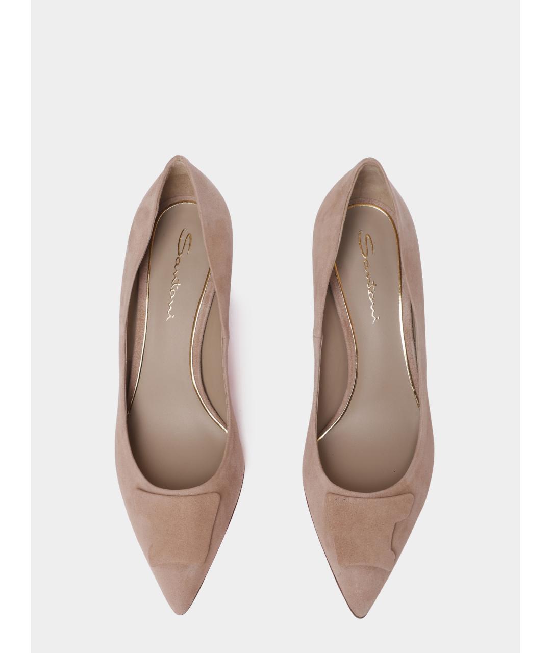 SANTONI Бежевые замшевые туфли, фото 4