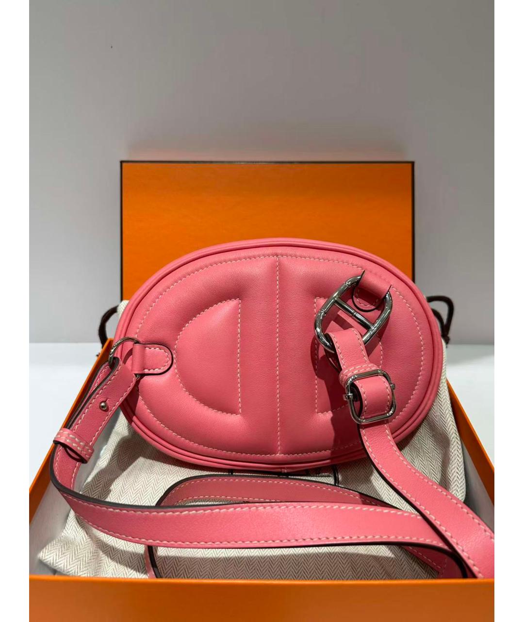 HERMES Розовая кожаная сумка через плечо, фото 4