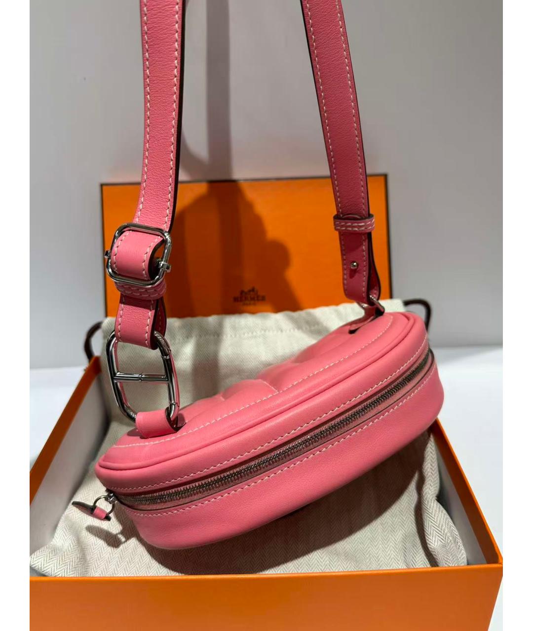 HERMES Розовая кожаная сумка через плечо, фото 3