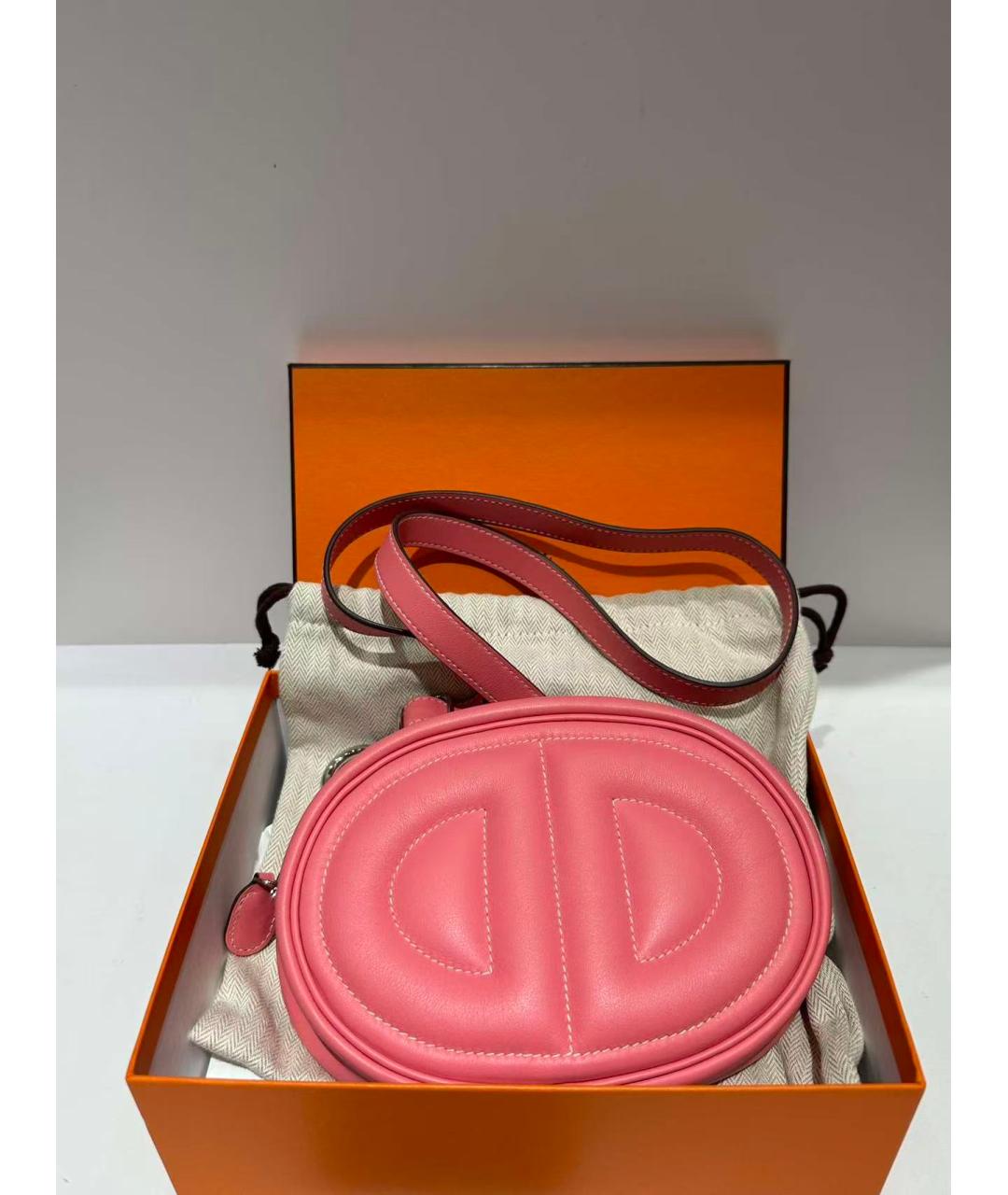 HERMES Розовая кожаная сумка через плечо, фото 2