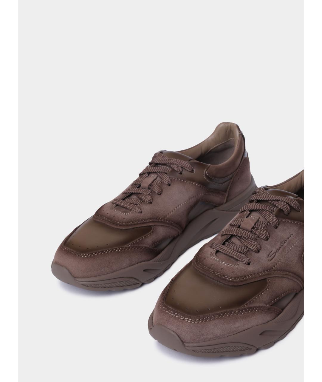 SANTONI Коричневые низкие кроссовки / кеды, фото 3