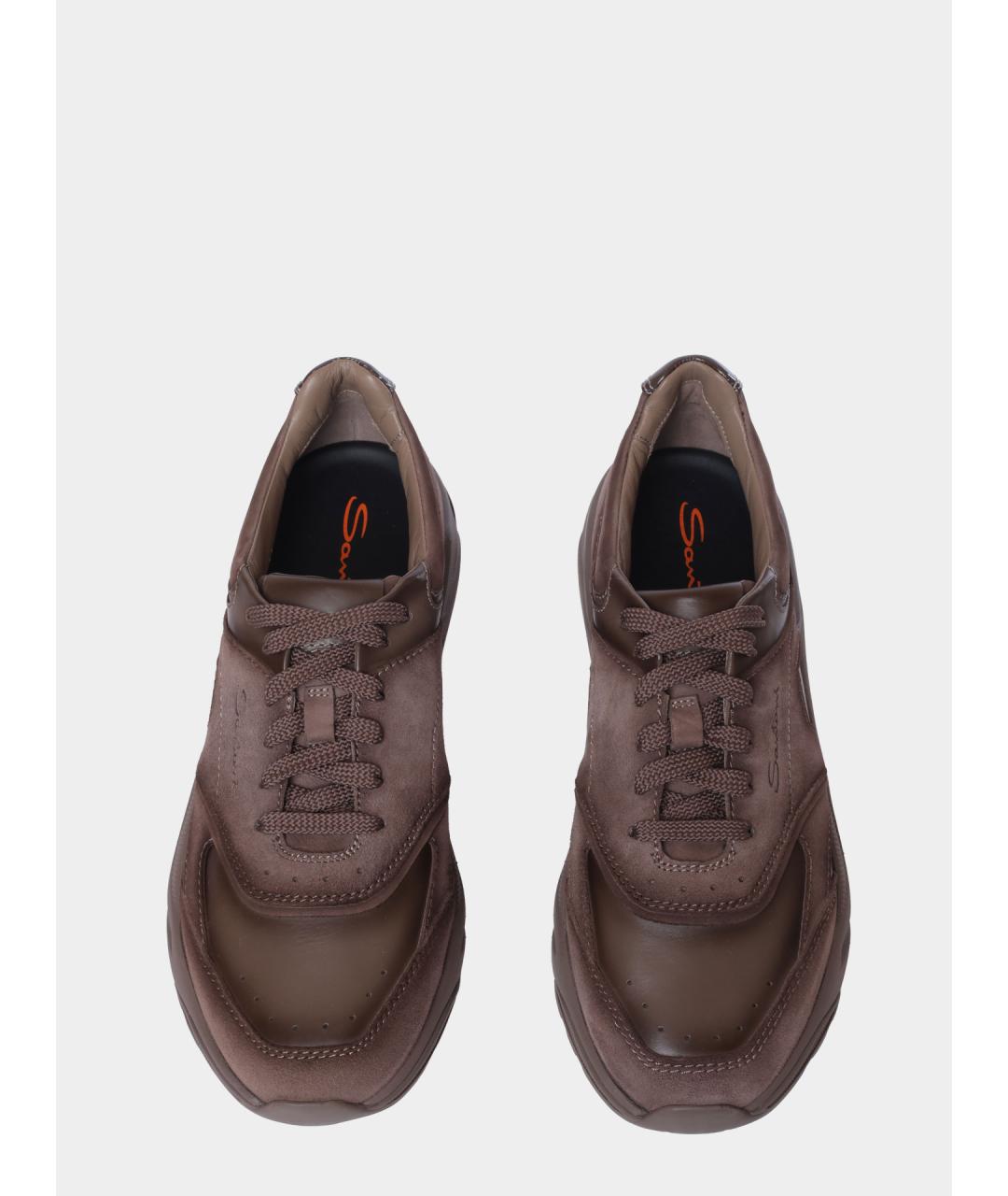 SANTONI Коричневые низкие кроссовки / кеды, фото 5