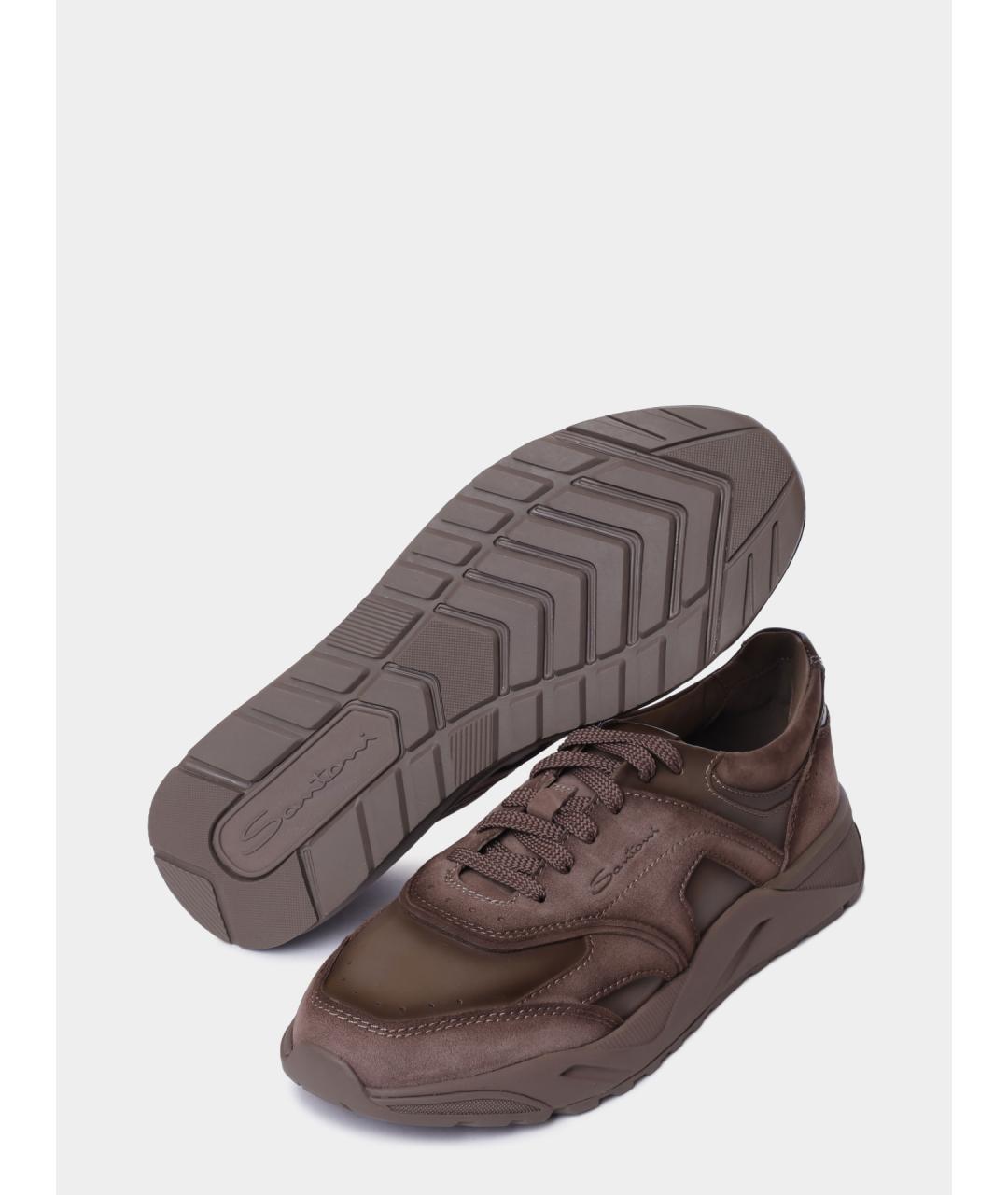 SANTONI Коричневые низкие кроссовки / кеды, фото 4