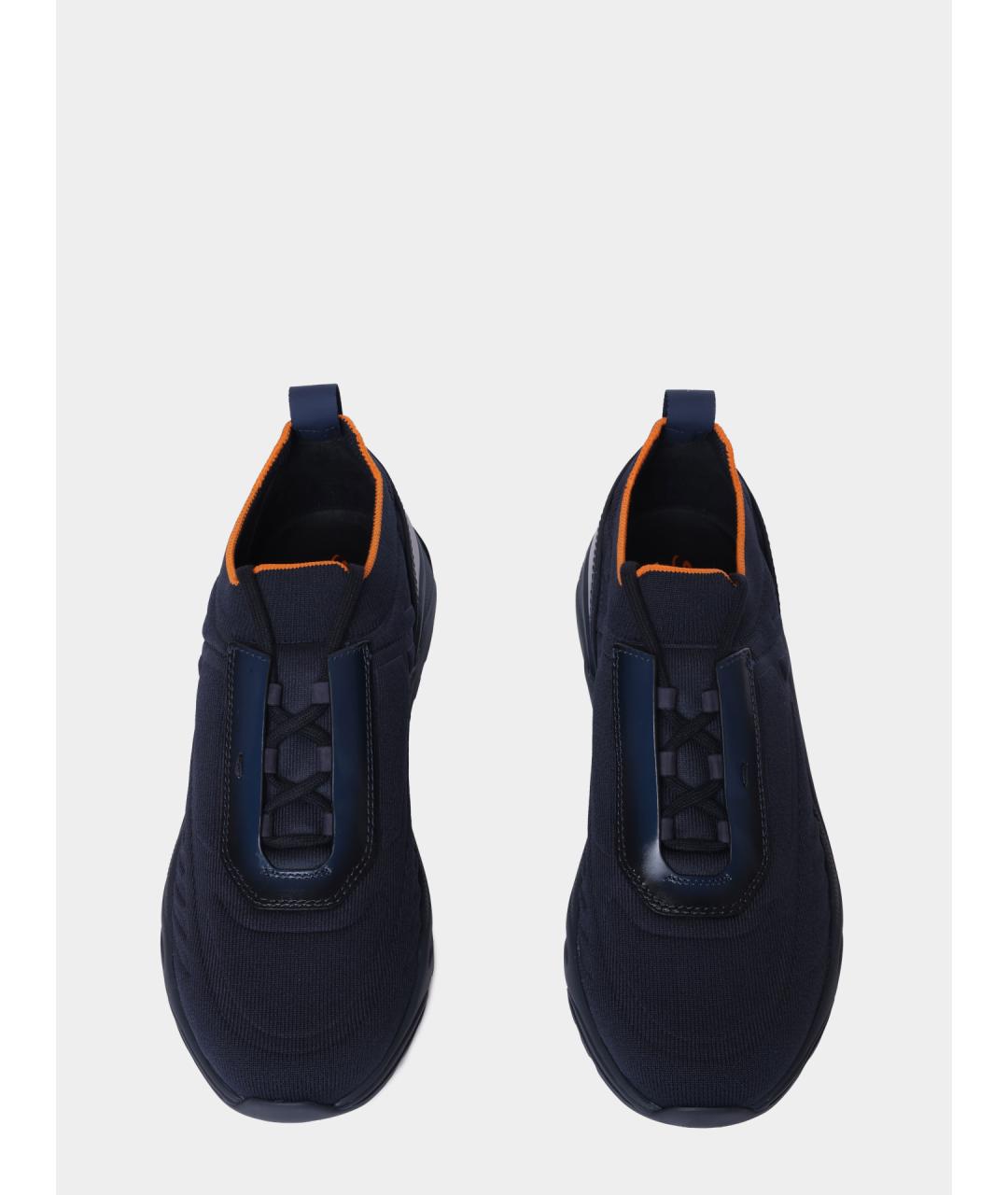 SANTONI Темно-синие текстильные низкие кроссовки / кеды, фото 5