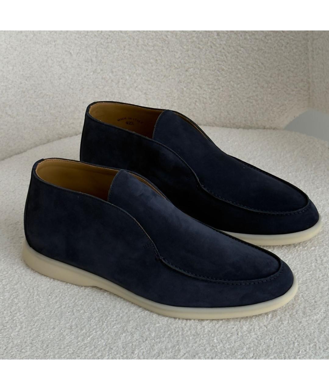 LORO PIANA Темно-синие замшевые лоферы, фото 5