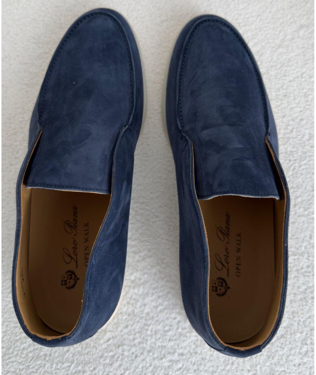 LORO PIANA Темно-синие замшевые лоферы, фото 3
