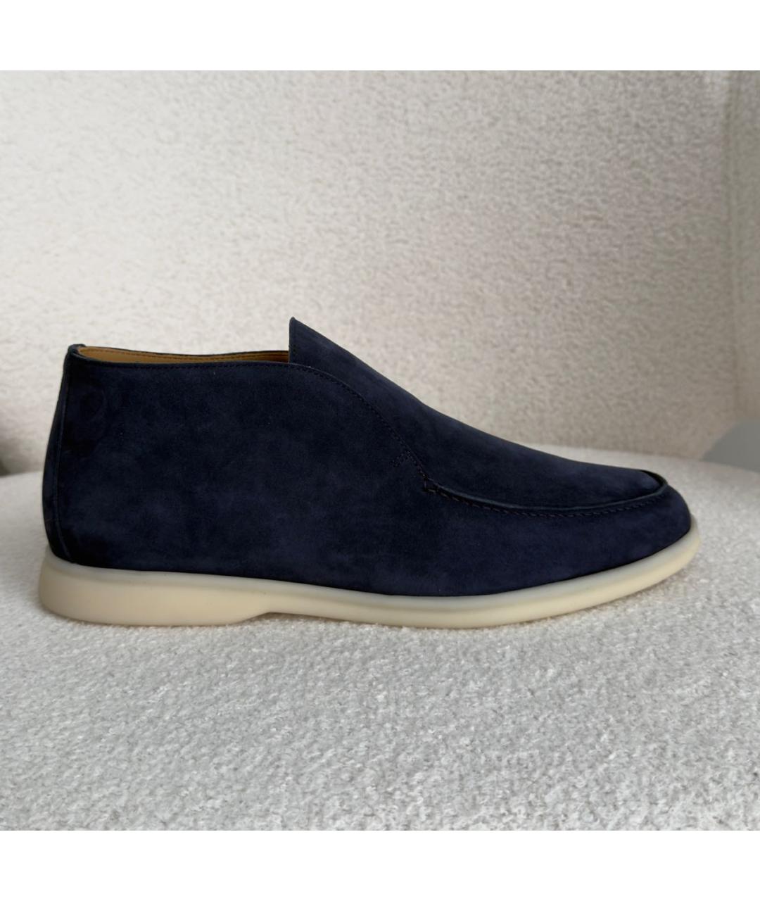 LORO PIANA Темно-синие замшевые лоферы, фото 7
