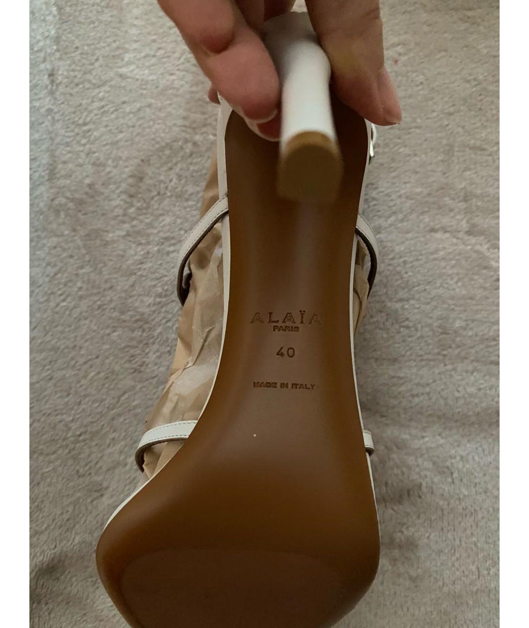 ALAIA Белые кожаные босоножки, фото 8