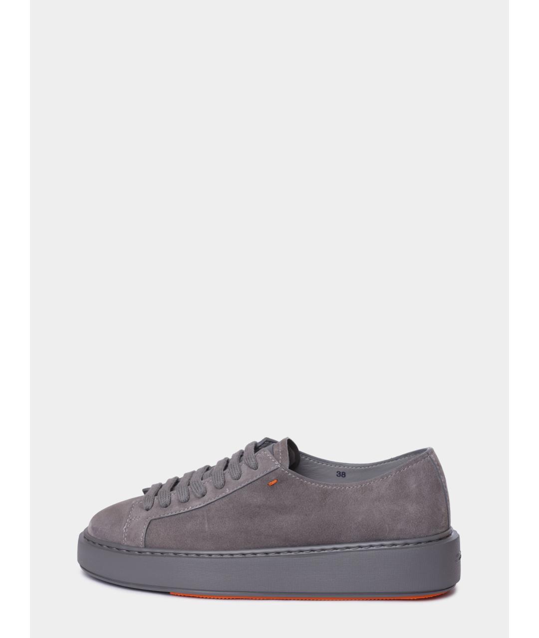 SANTONI Серые замшевые кеды, фото 7
