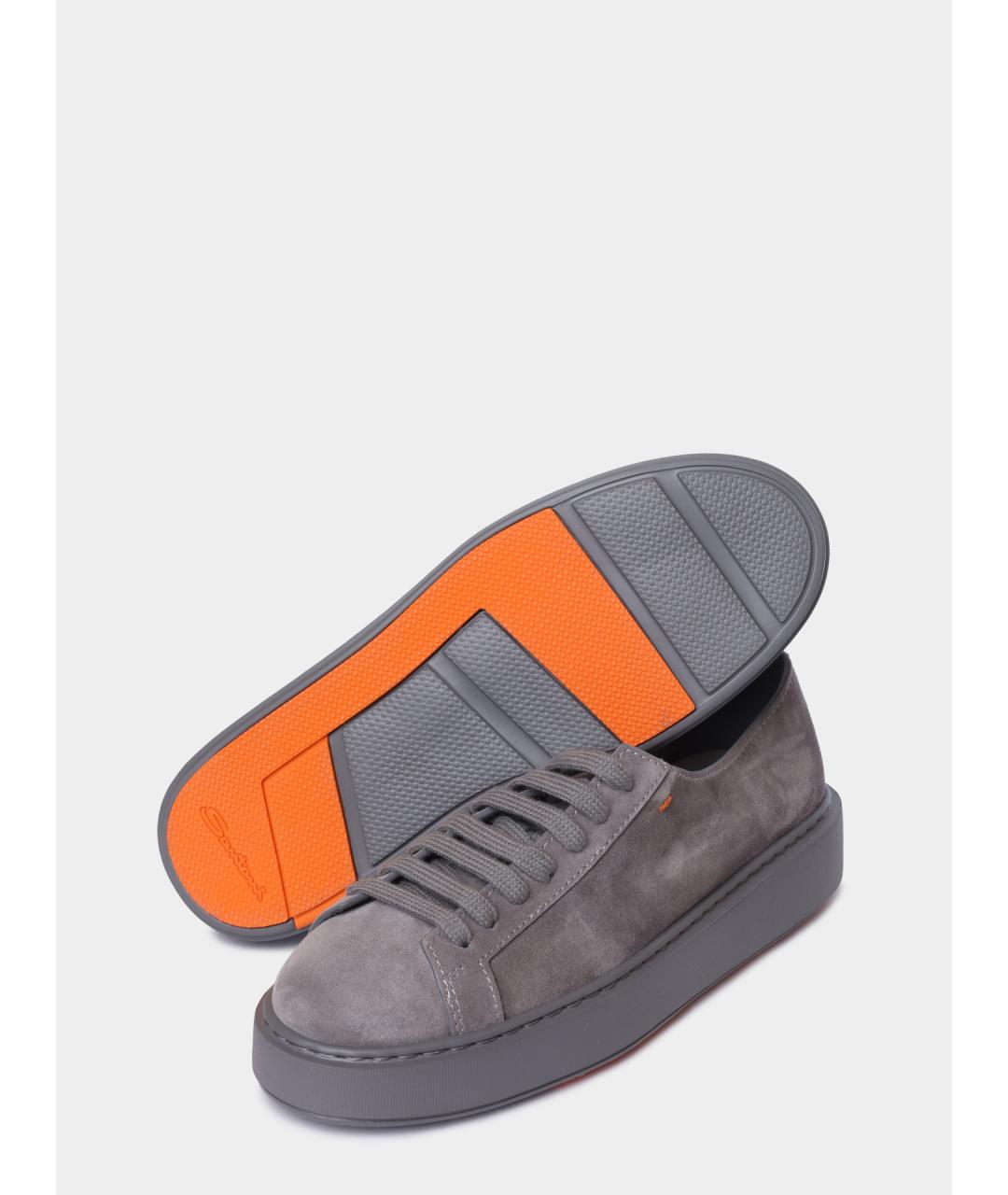 SANTONI Серые замшевые кеды, фото 4