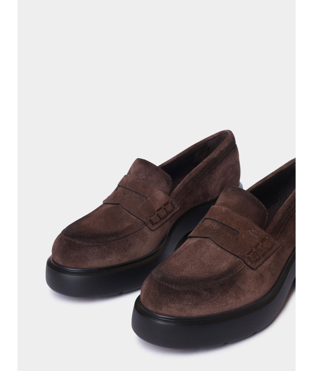 SANTONI Коричневые замшевые лоферы, фото 3