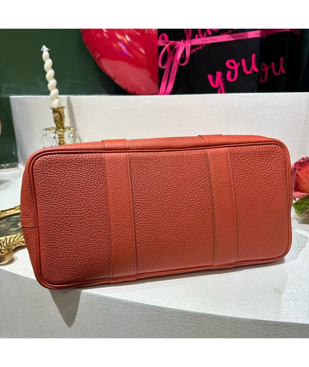 HERMES Красная кожаная сумка тоут, фото 5