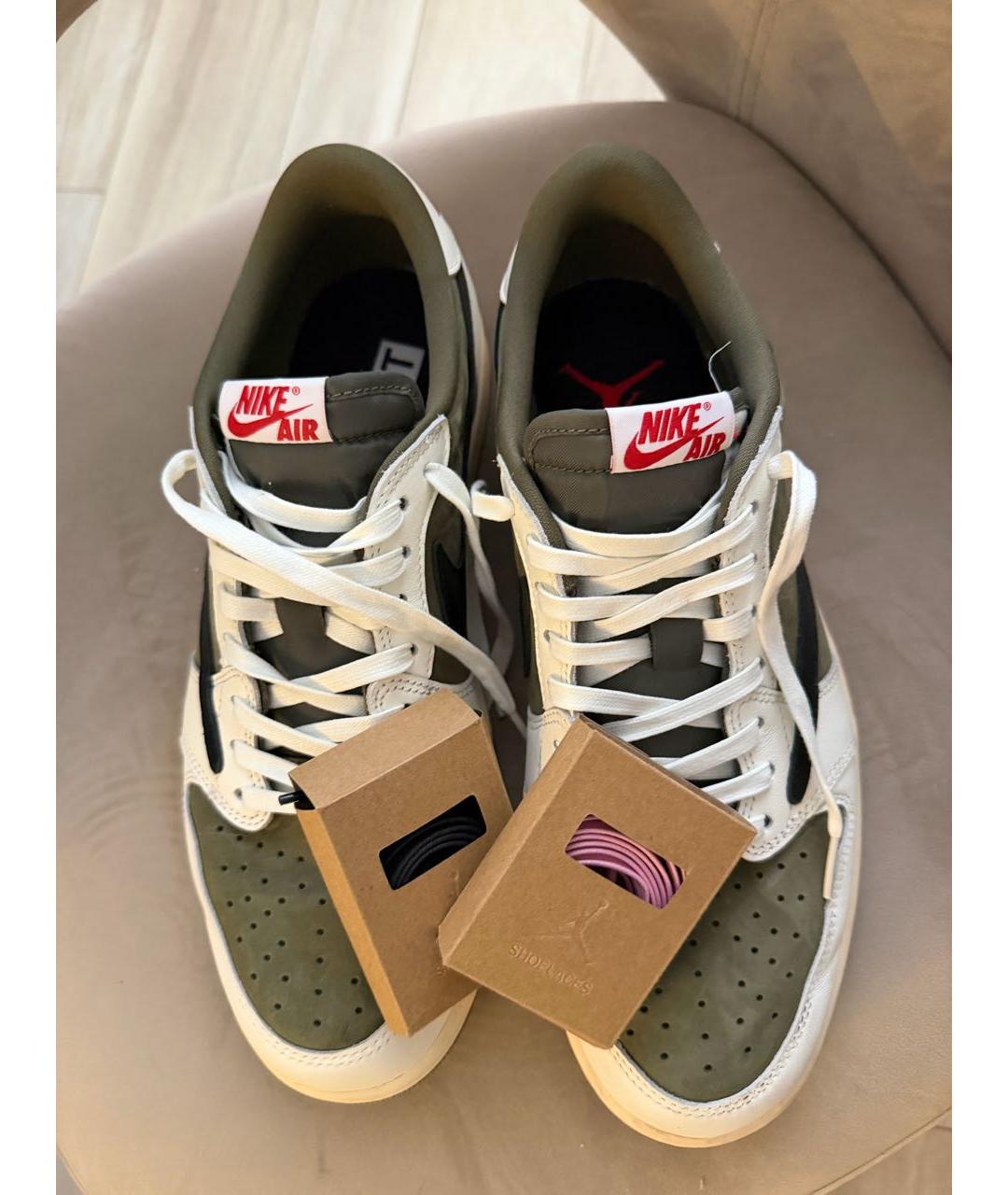 JORDAN Хаки кожаные низкие кроссовки / кеды, фото 5