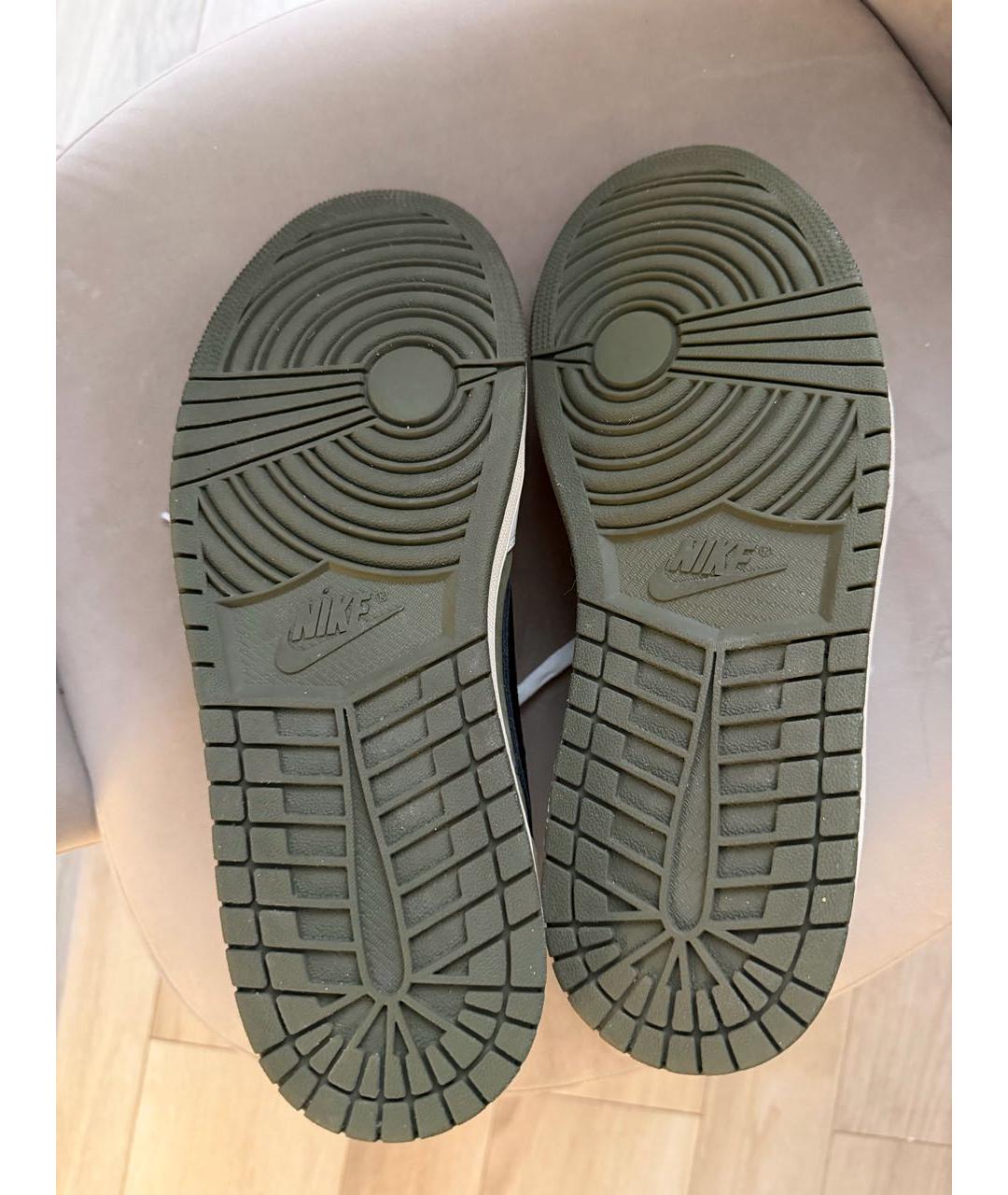 JORDAN Хаки кожаные низкие кроссовки / кеды, фото 6