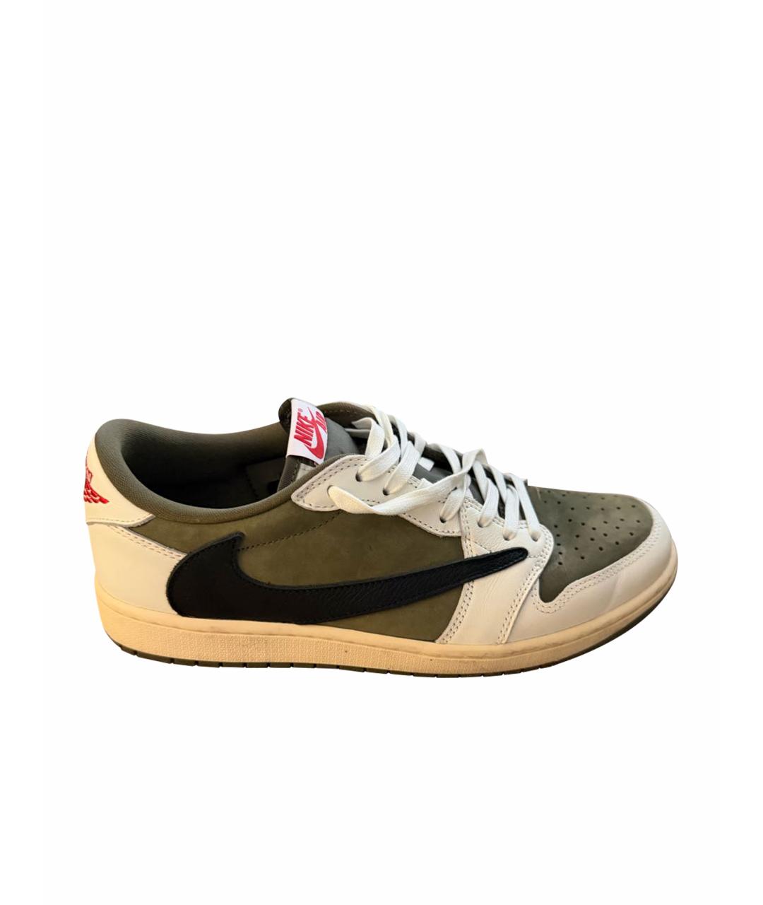 JORDAN Хаки кожаные низкие кроссовки / кеды, фото 1