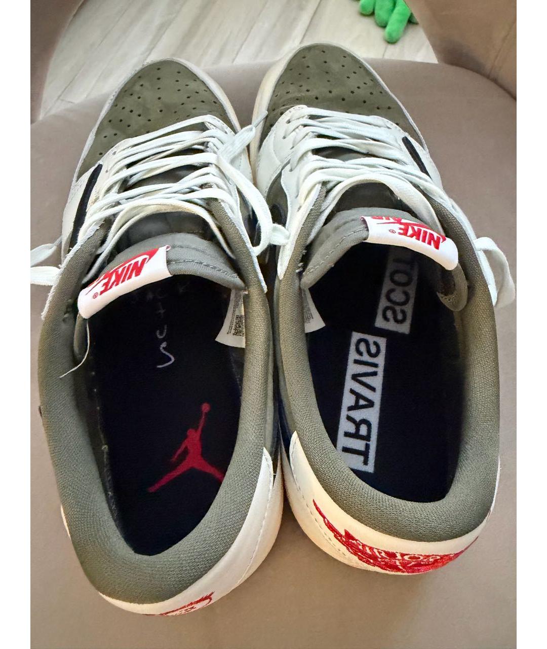 JORDAN Хаки кожаные низкие кроссовки / кеды, фото 3