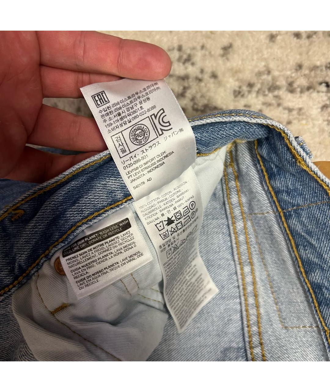 LEVI'S Голубые хлопковые прямые джинсы, фото 8