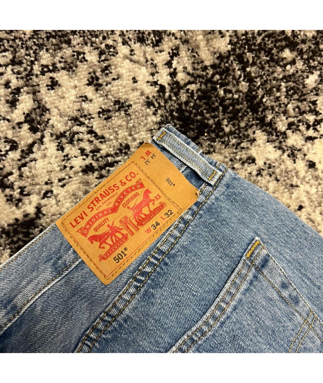 LEVI'S Голубые хлопковые прямые джинсы, фото 4
