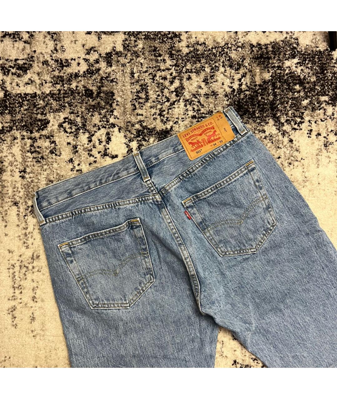 LEVI'S Голубые хлопковые прямые джинсы, фото 2