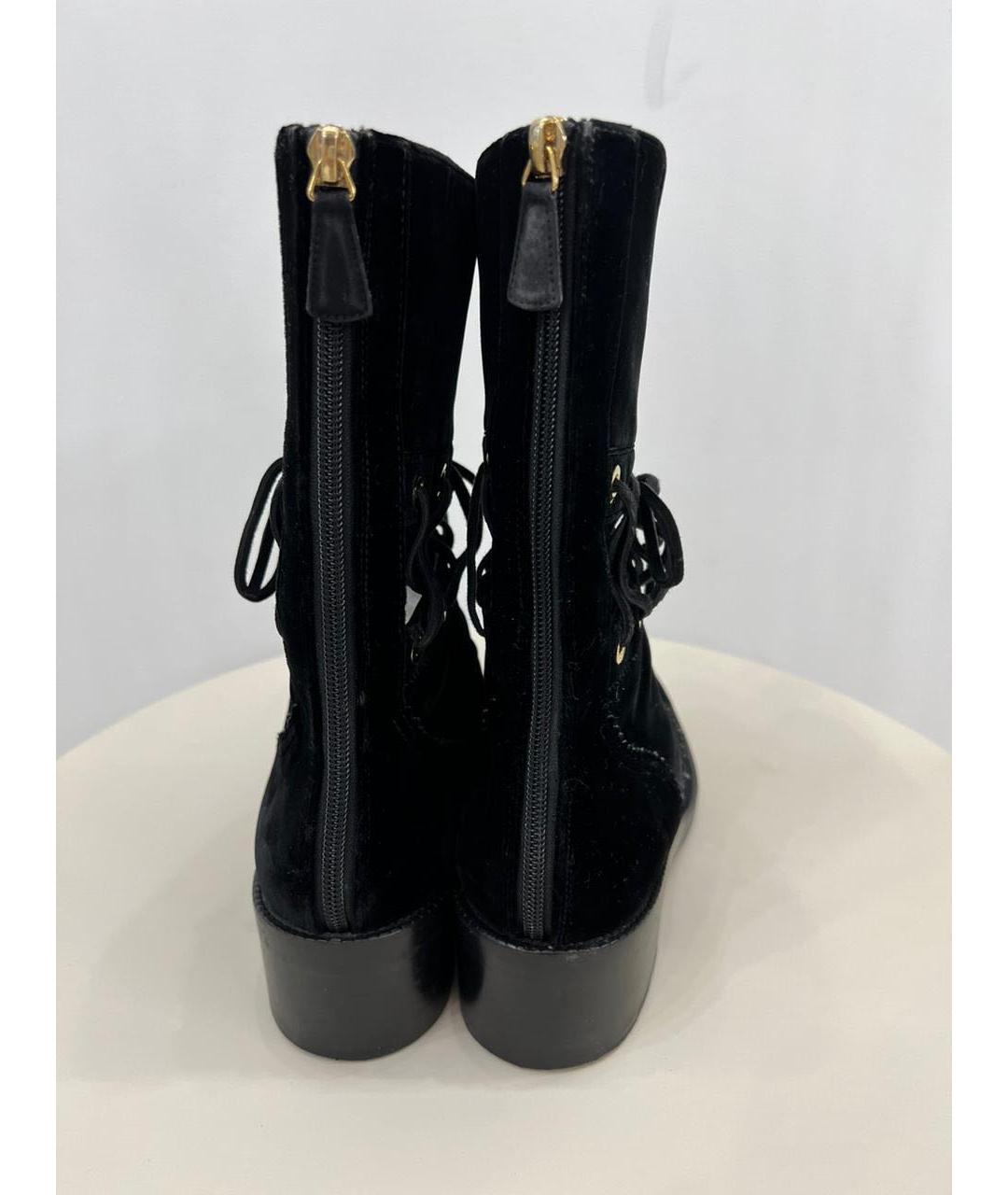 CHANEL Черные бархатные сапоги, фото 6