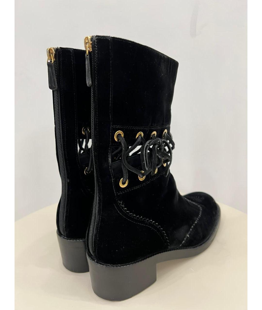 CHANEL Черные бархатные сапоги, фото 5